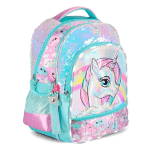 MOCHILA ESPALDA 18 PULG RAINBOW UNICORN LUZ LED